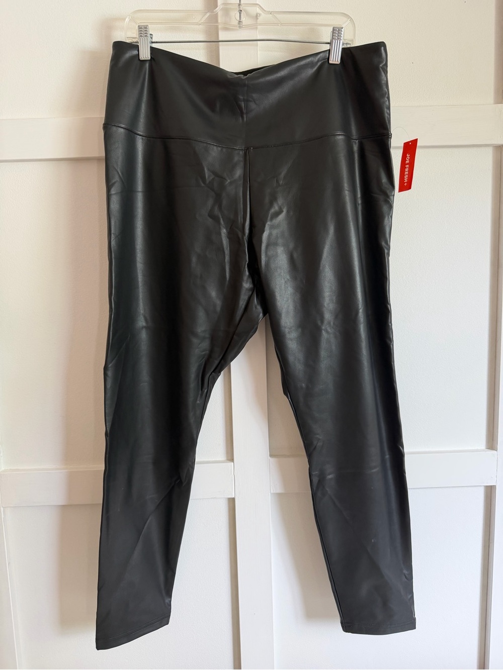 Joe Fresh Black Faux Leather Straight Leg Pants